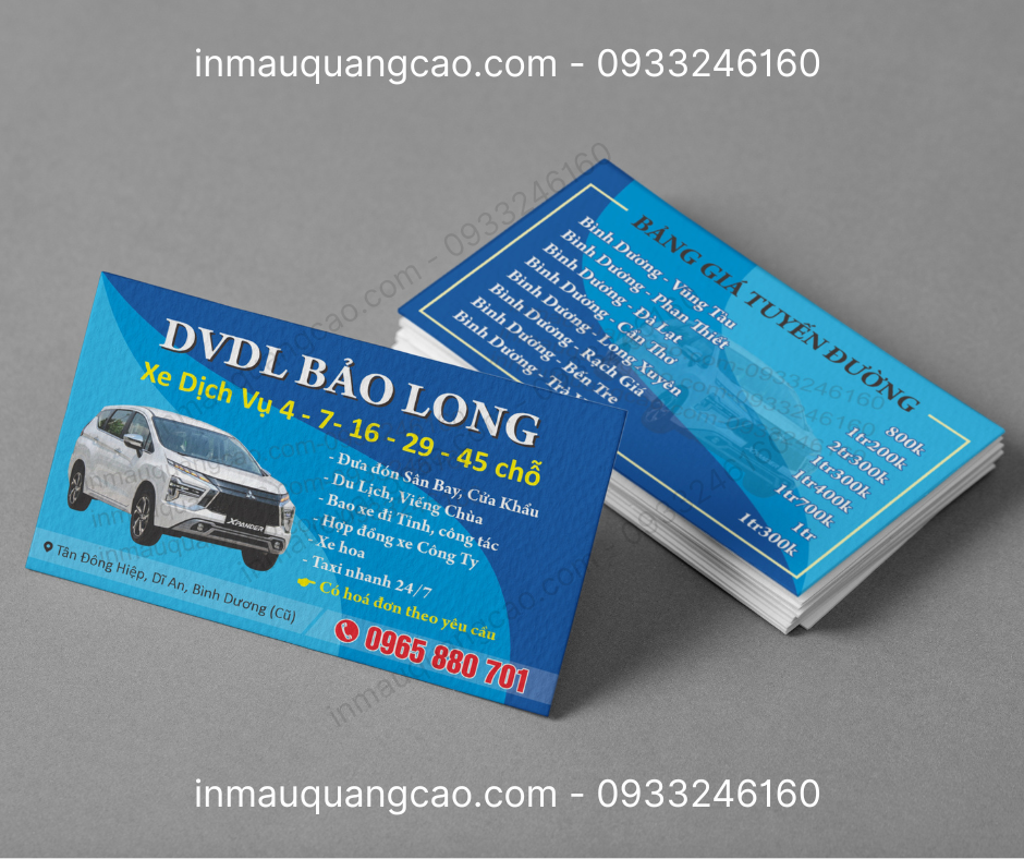 Mẫu card visit danh thiếp dịch vụ du lịch - in card visit Bình Dương TPHCM